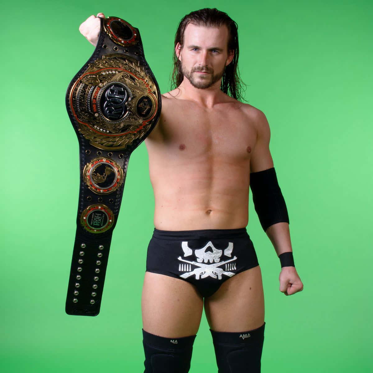 Adam Cole, championship belt, green screen background, SD Desktop Wallpaper