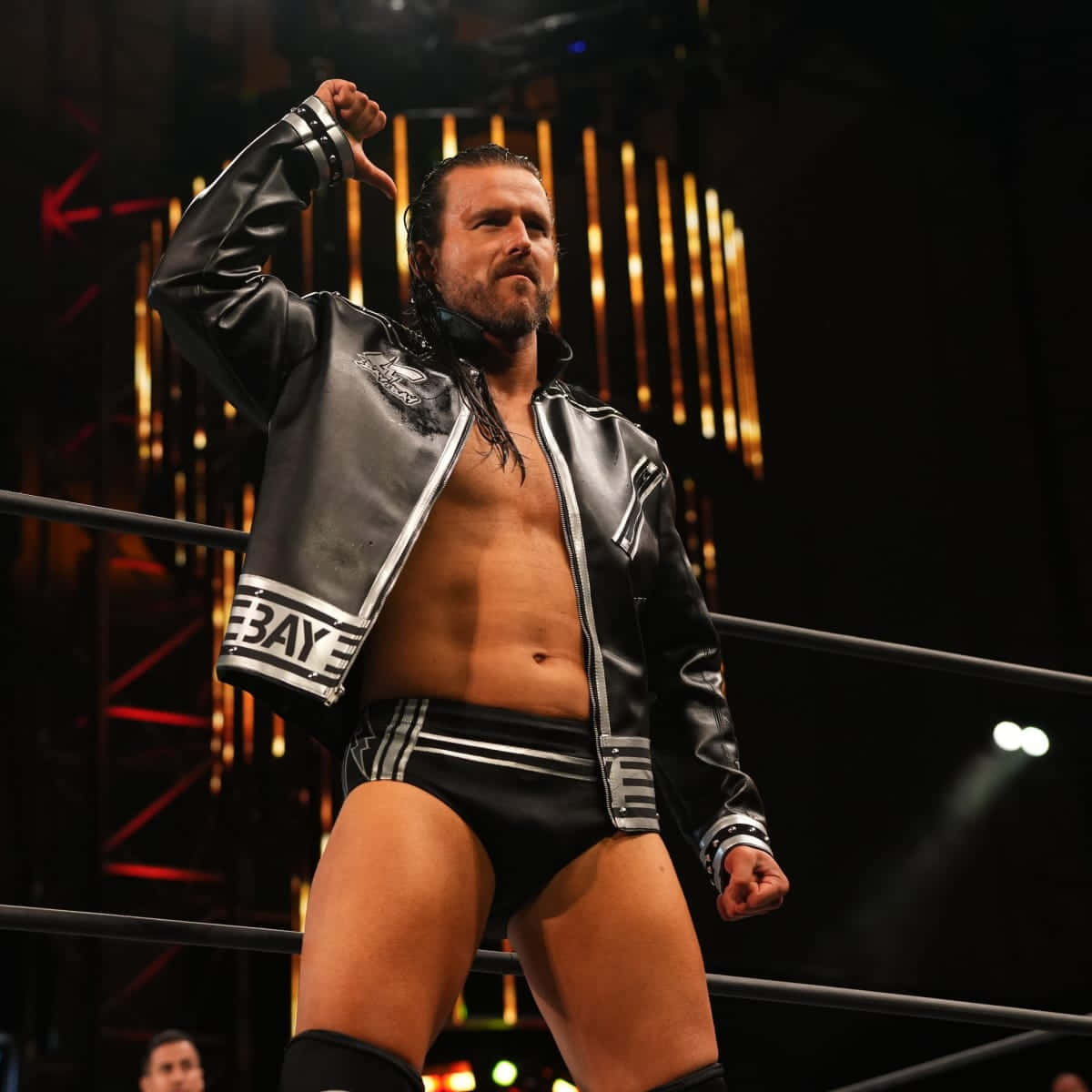 Adam Cole, black leather jacket, trunks, SD Desktop Wallpaper