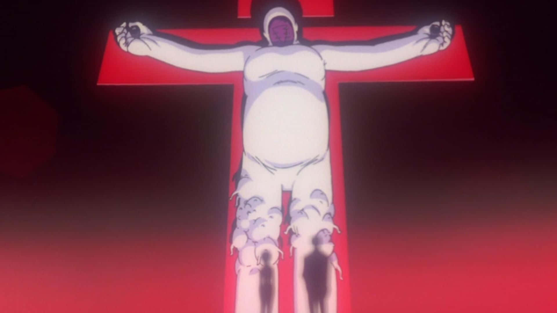 Adam Evangelion, white humanoid figure, glowing red cross, Full HD Desktop Wallpaper
