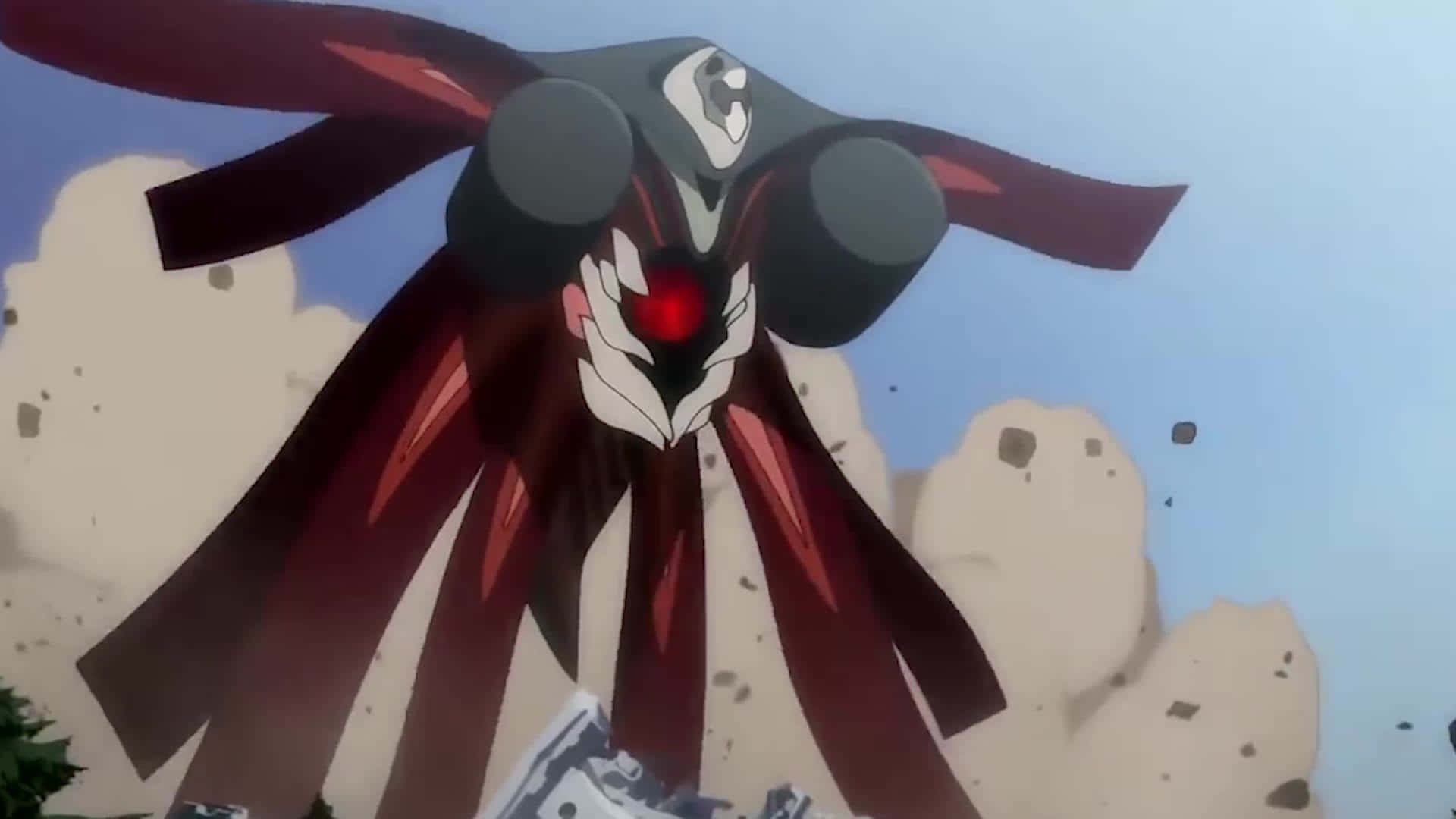 Adam Evangelion, red and black anime mecha, glowing red core, Full HD Desktop Wallpaper