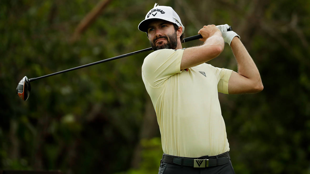 Adam Hadwin, white cap, pale yellow shirt, HD Desktop Wallpaper