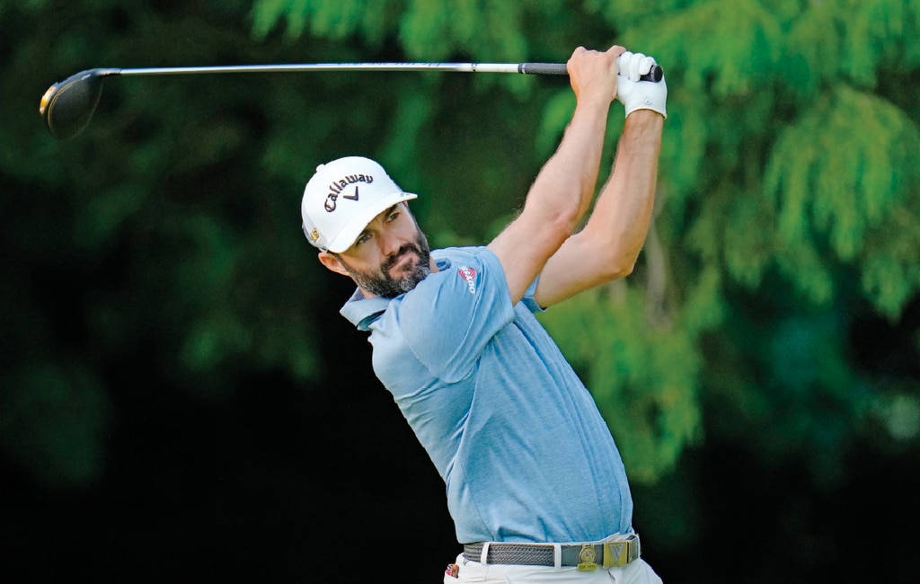 Adam Hadwin, blue shirt, white cap, SD Desktop Wallpaper