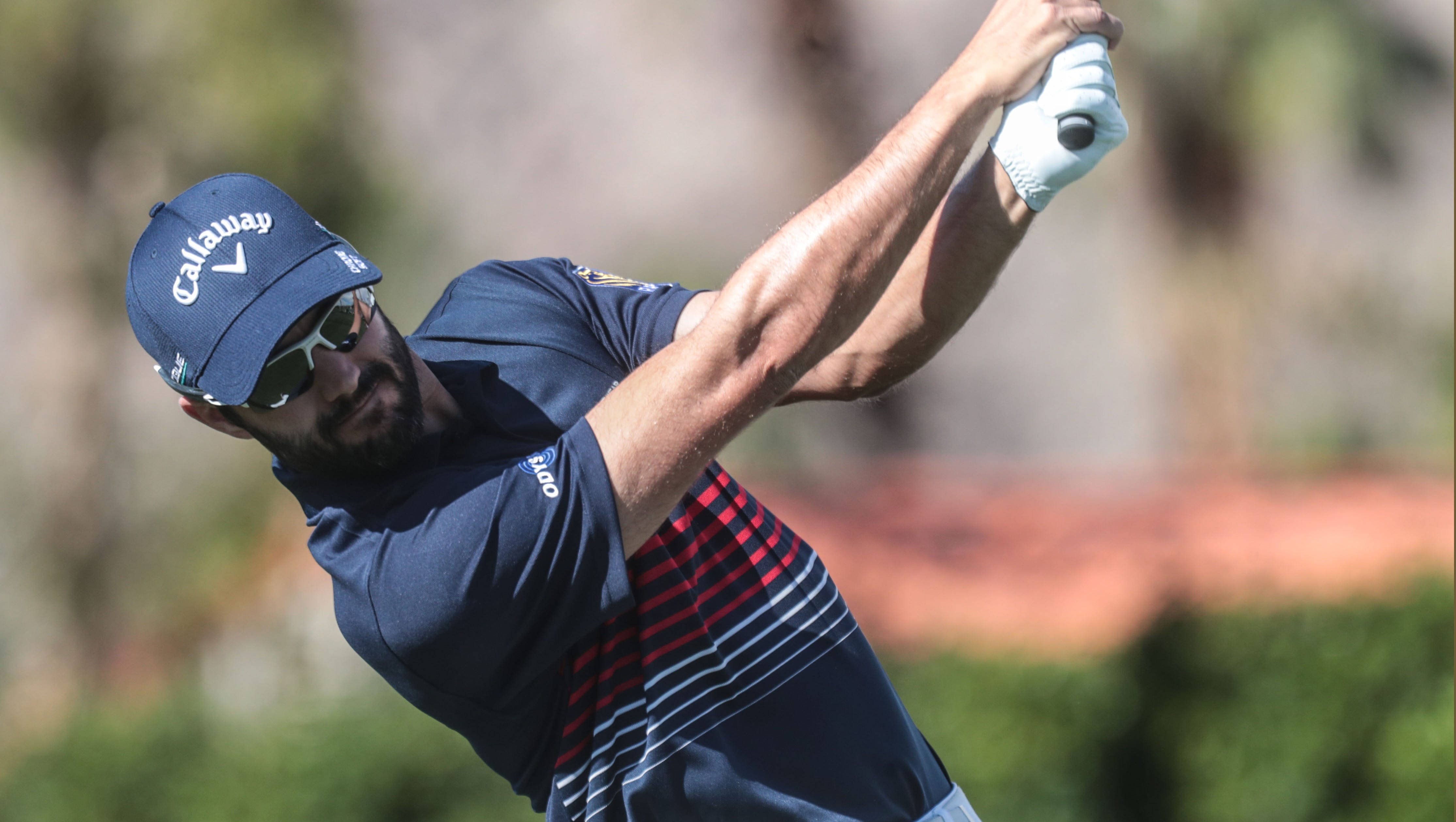 Adam Hadwin, navy blue shirt, cap, 4K Desktop Wallpaper