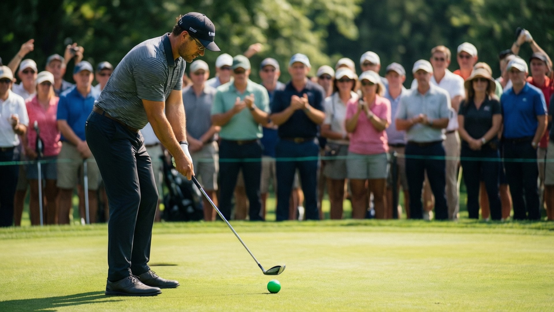Adam Hadwin, putt, spectators, Full HD Desktop Wallpaper