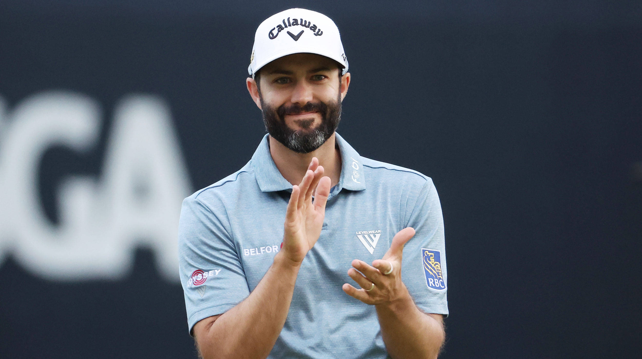 Adam Hadwin, light blue polo, white cap, Full HD Desktop Wallpaper