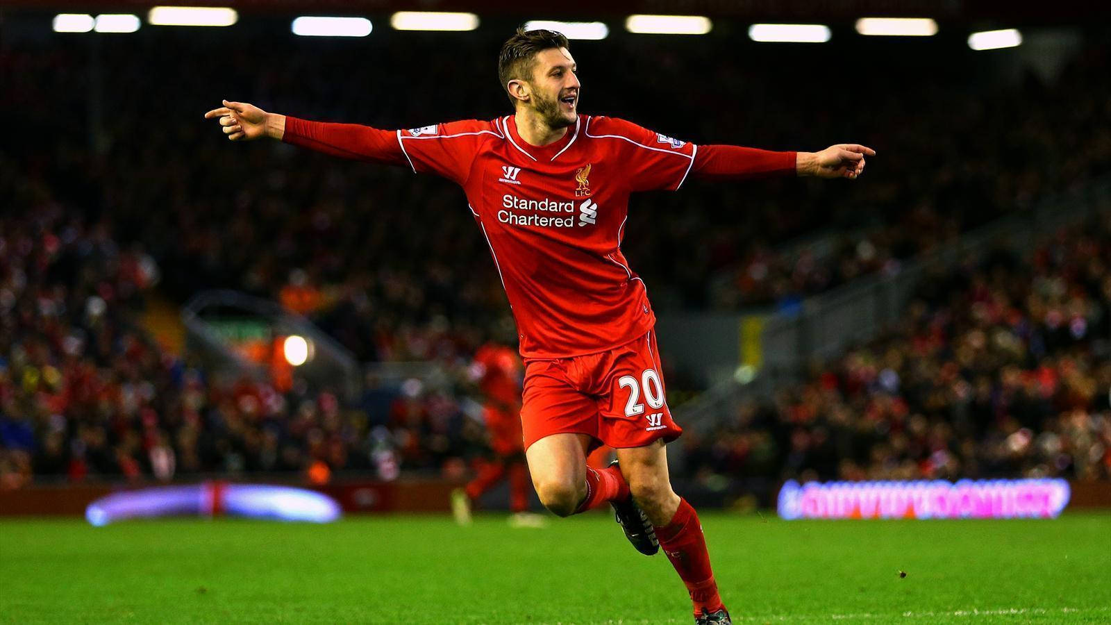 Adam Lallana, red Liverpool kit, stadium pitch, HD Desktop Wallpaper
