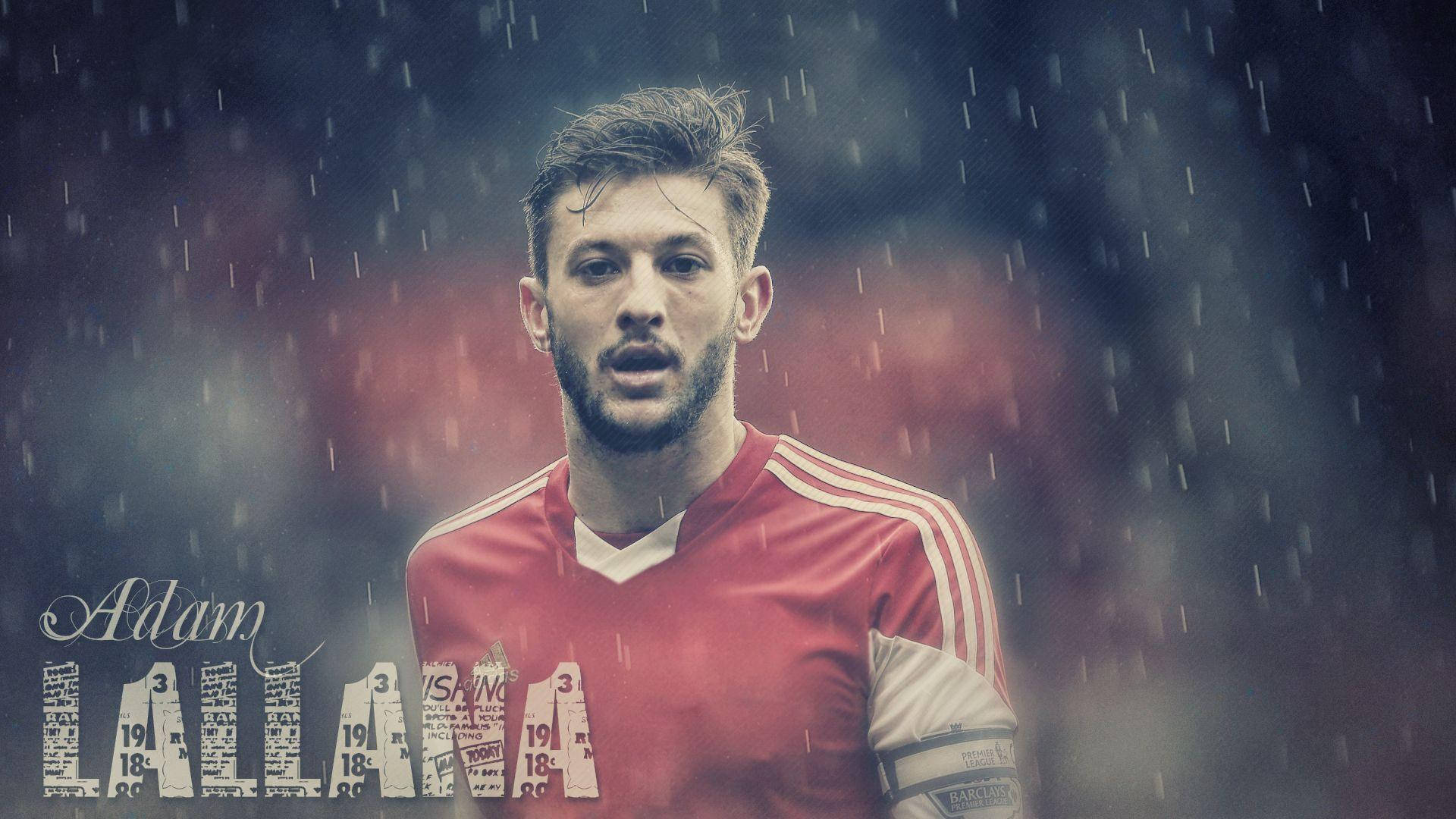 Adam Lallana, red jersey, heavy rain, Full HD Desktop Wallpaper