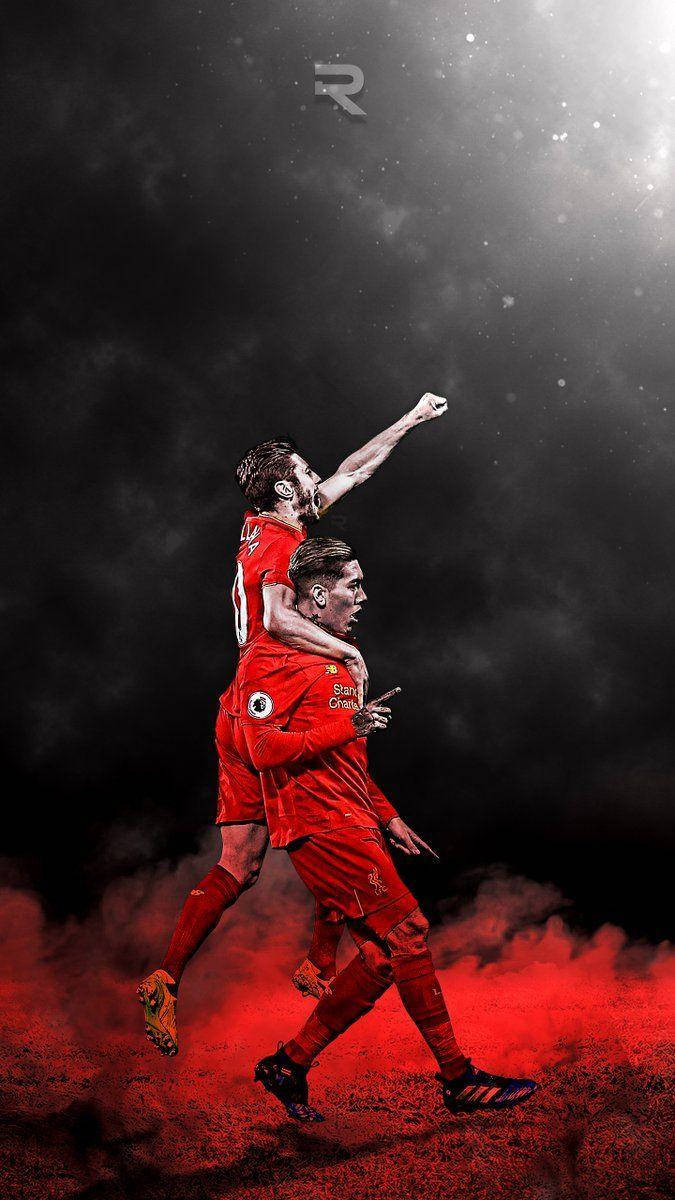 Adam Lallana, red kits, dark smoky backdrop, SD Phone Wallpaper