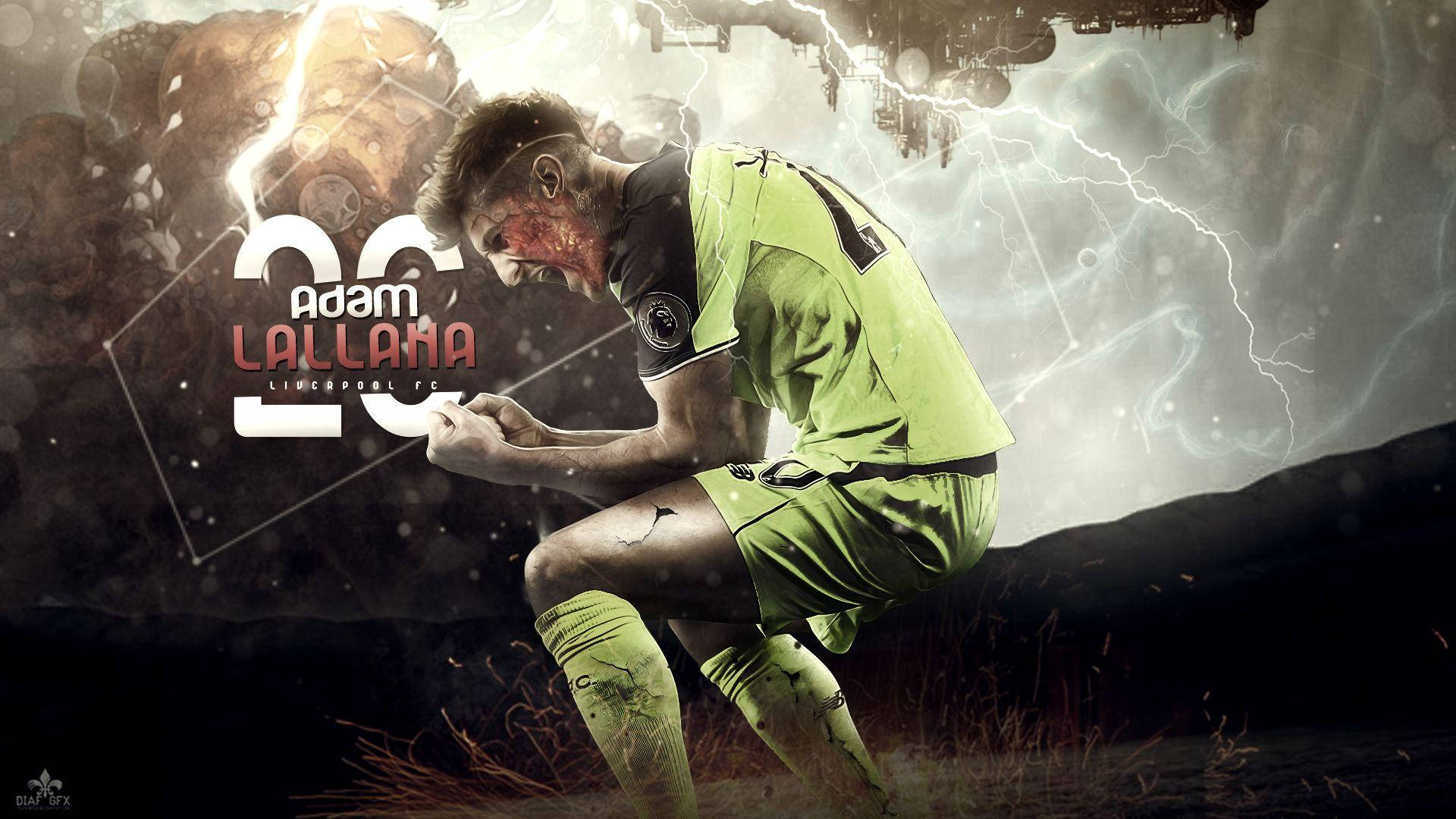 Adam Lallana, green kit, stormy field, Full HD Desktop Wallpaper
