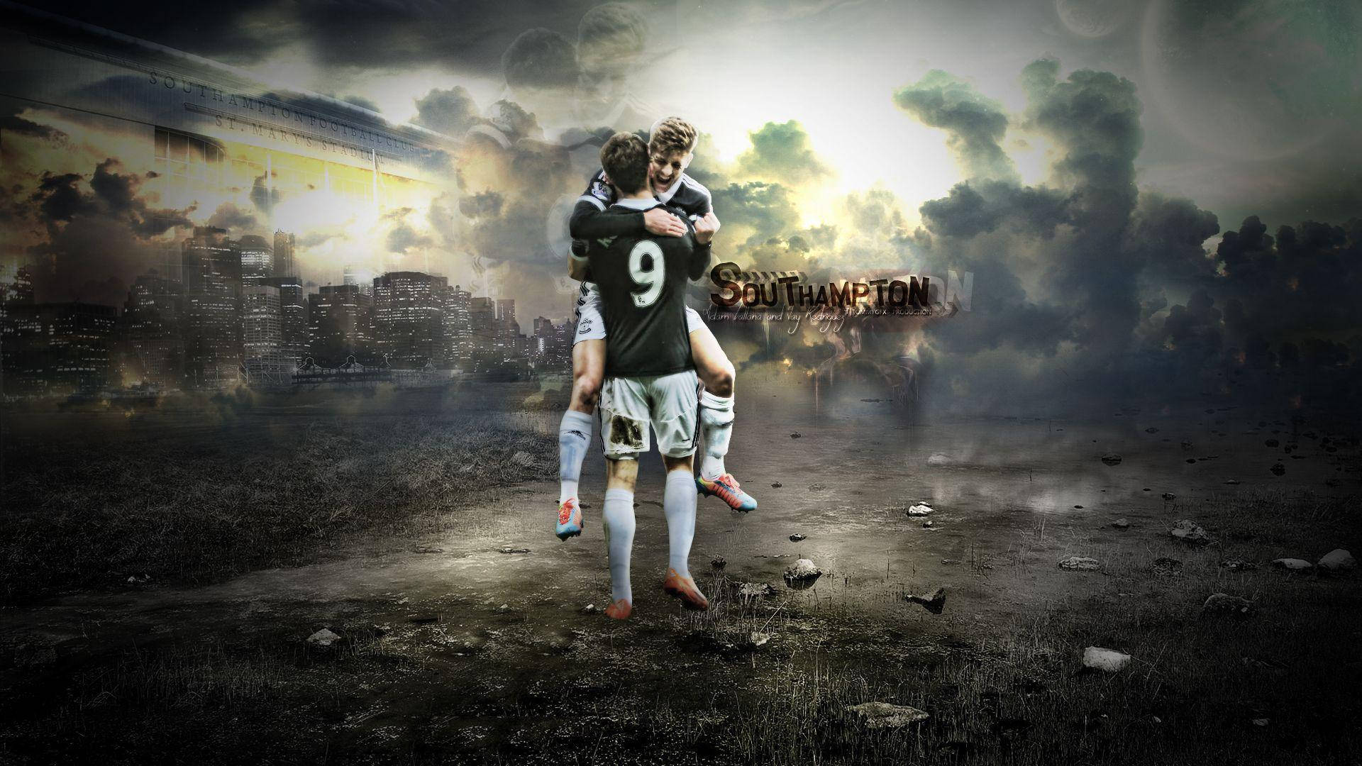 Adam Lallana, muddy field, dramatic storm clouds, Full HD Desktop Wallpaper