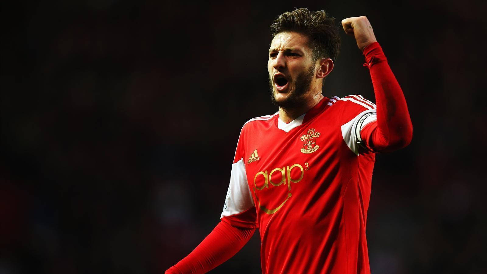 Adam Lallana, red jersey, fist pump, HD Desktop Wallpaper