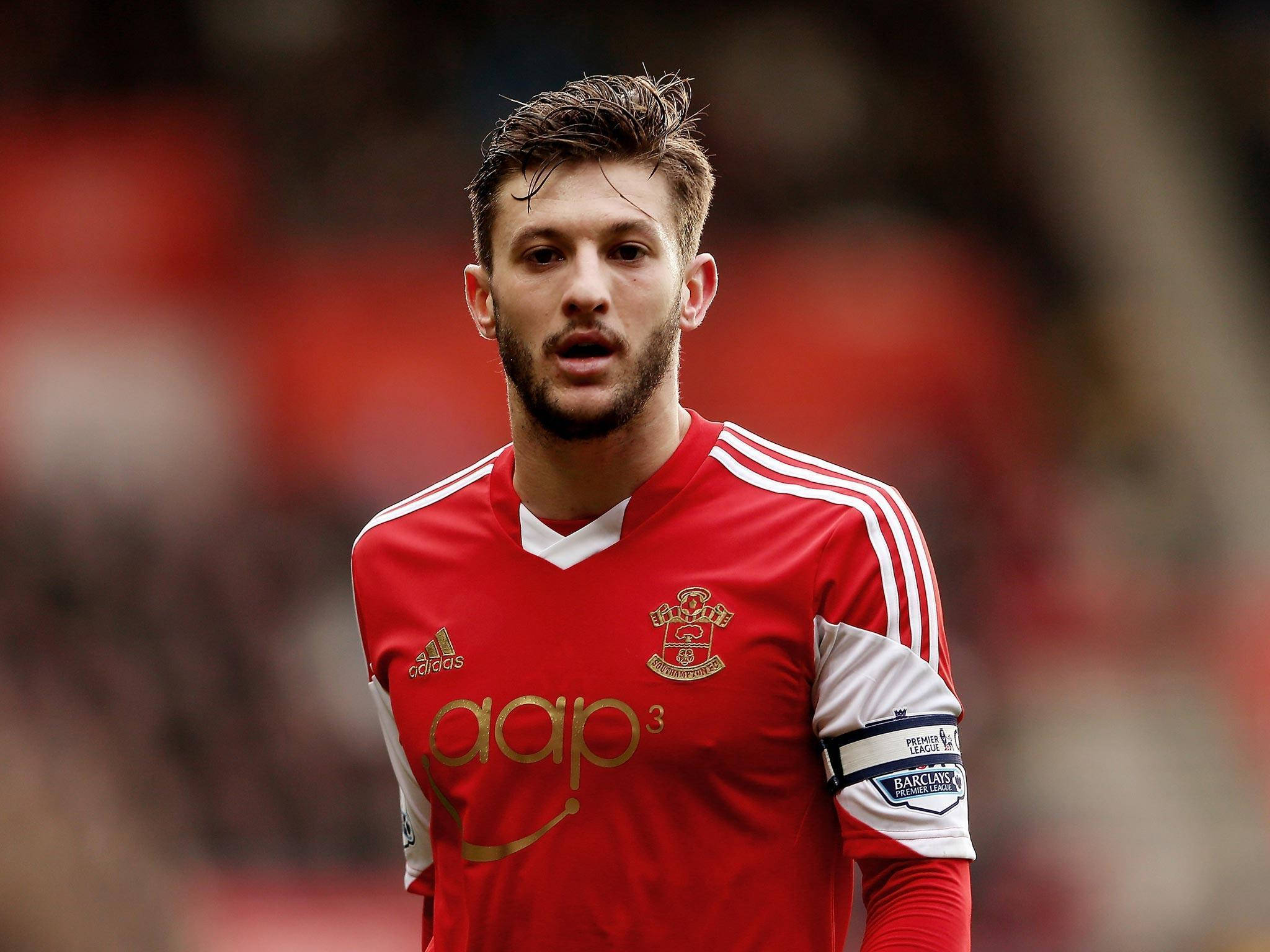 Adam Lallana, red and white jersey, stadium field, Full HD Desktop Wallpaper