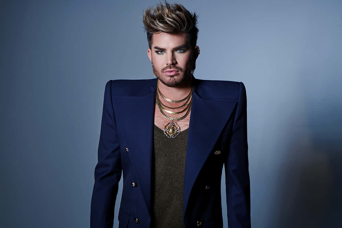 adam lambert, navy blazer, gold necklaces, SD Desktop Wallpaper
