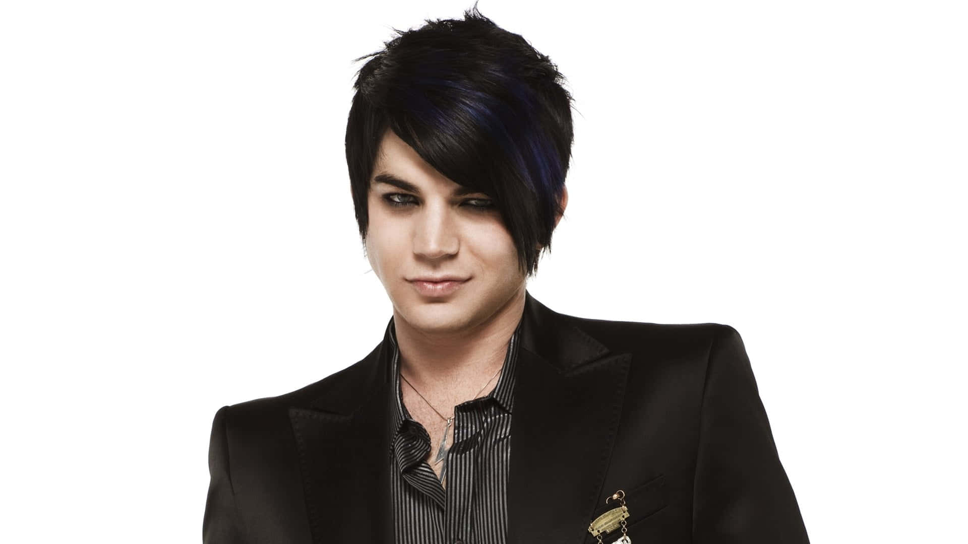 Adam Lambert, dark hair, blue streaks, Full HD Desktop Wallpaper