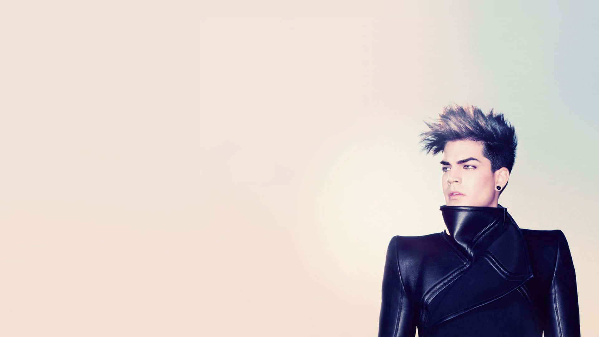 adam lambert, spiky hair, black leather outfit, Full HD Desktop Wallpaper