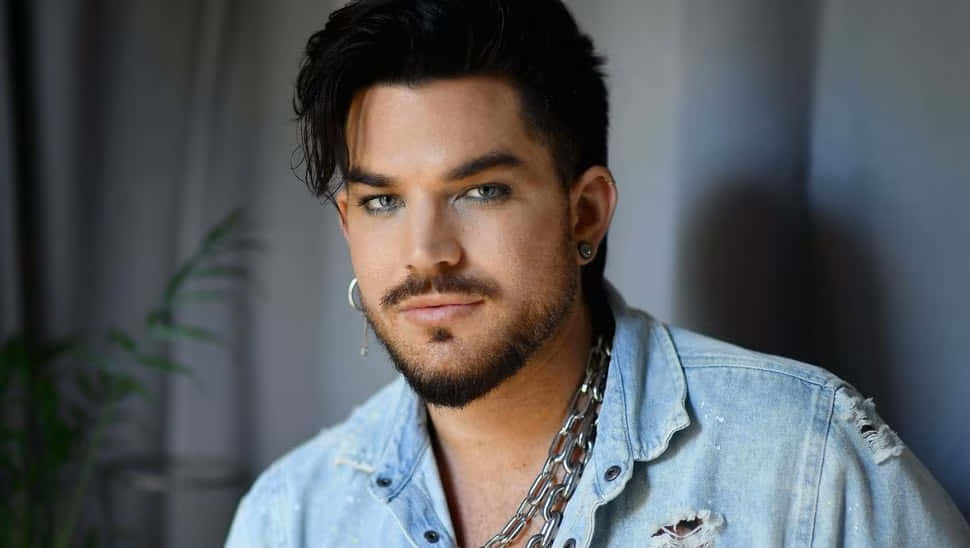 Adam Lambert, ripped denim shirt, chain necklace, SD Desktop Wallpaper