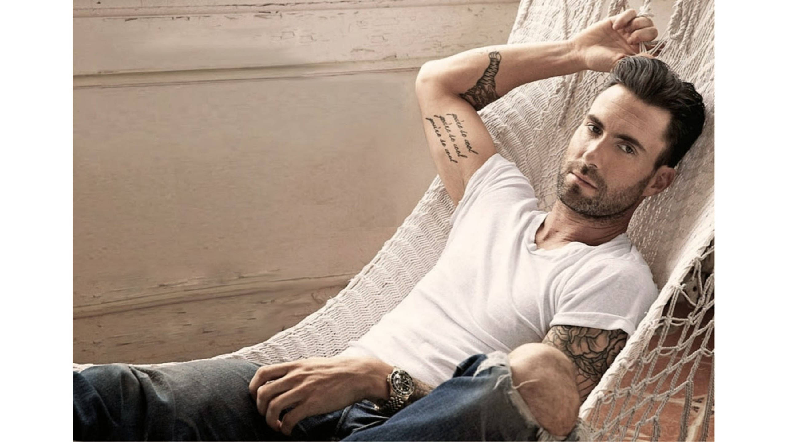 Adam Levine, hammock, white hammock, 2K Desktop Wallpaper