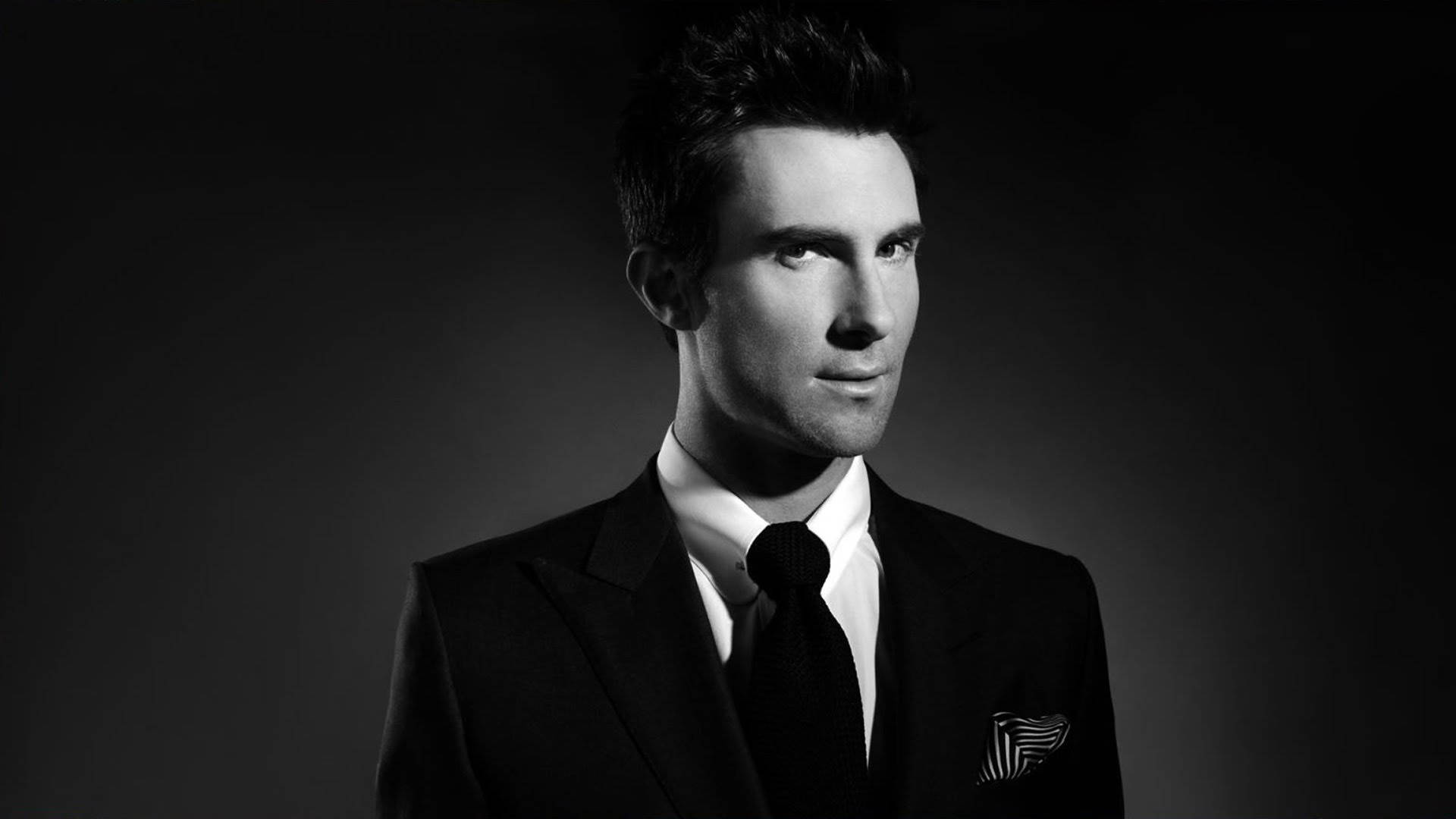 Adam Levine, black suit, tie, Full HD Desktop Wallpaper