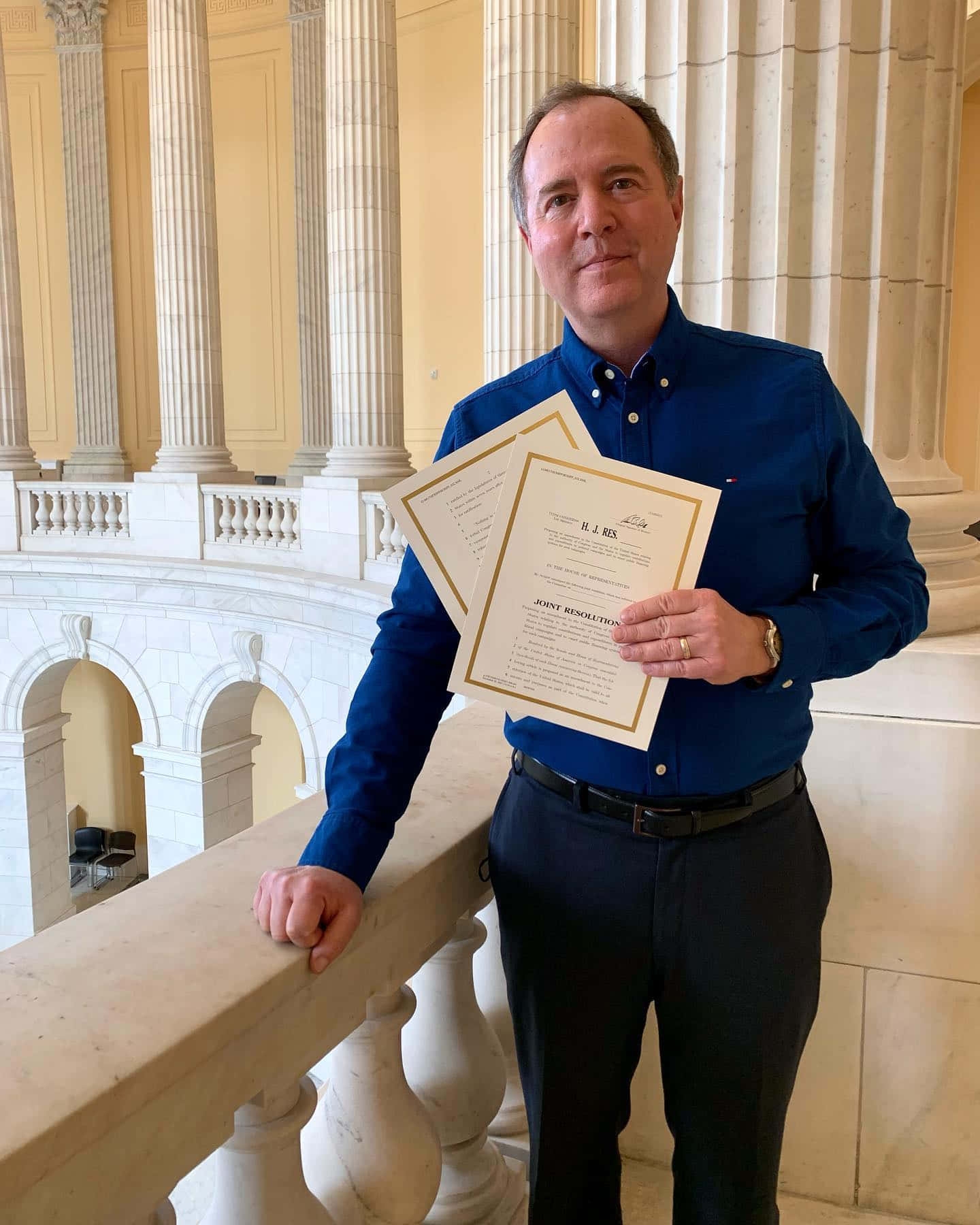 Adam Schiff, blue shirt, joint resolution papers, HD Phone Wallpaper