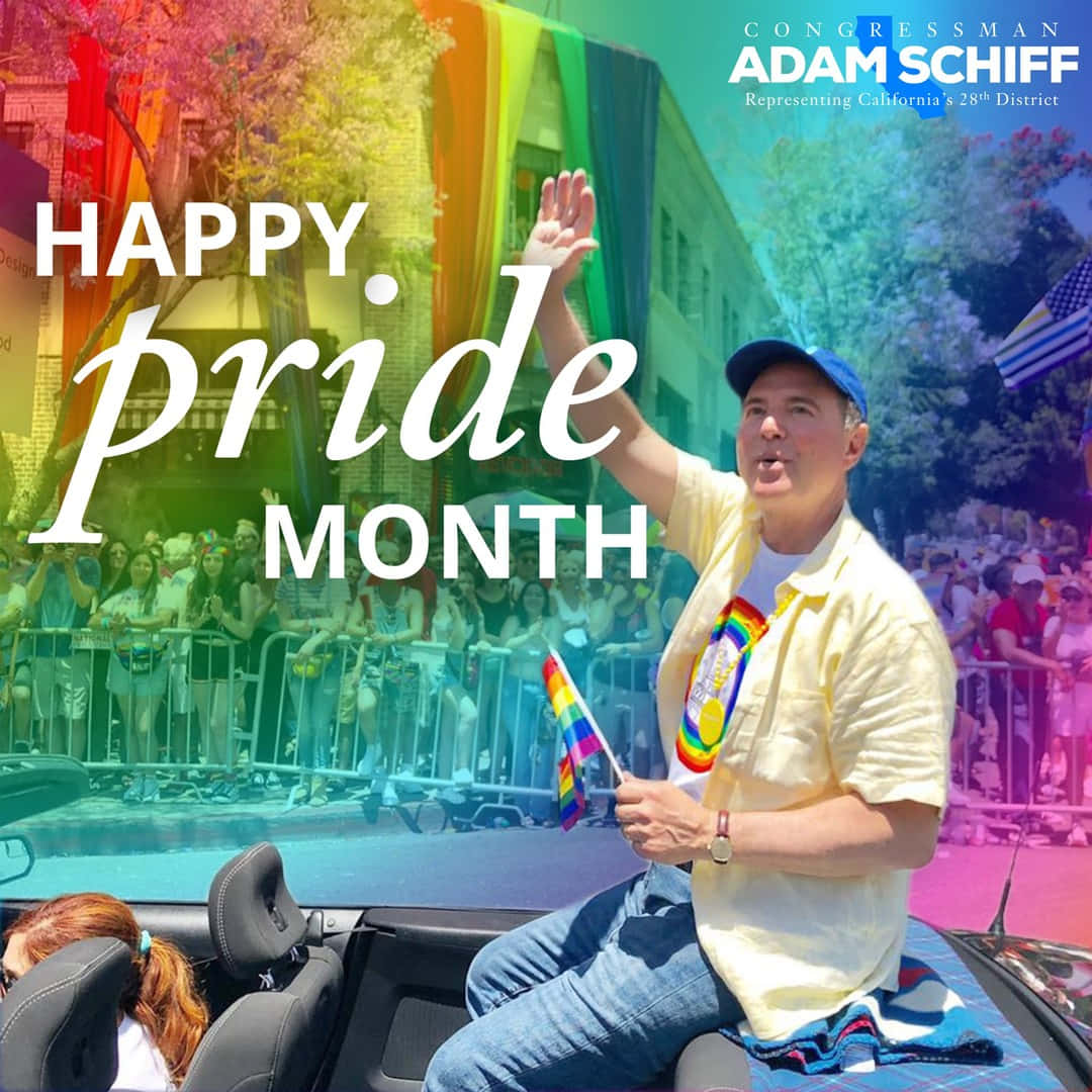 Adam Schiff, Pride parade, rainbow-themed, SD Desktop Wallpaper