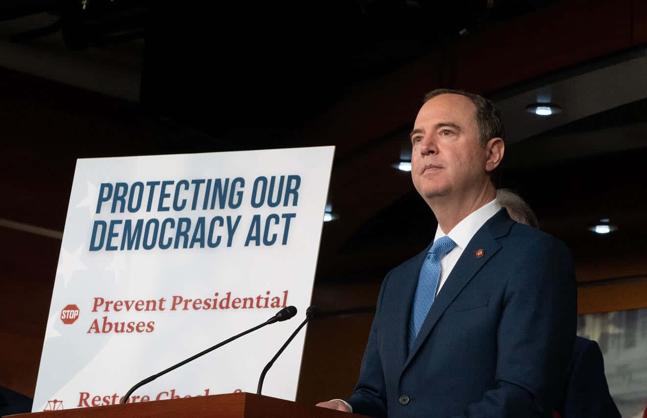 Adam Schiff, Protecting Our Democracy Act, podium, HD Desktop Wallpaper