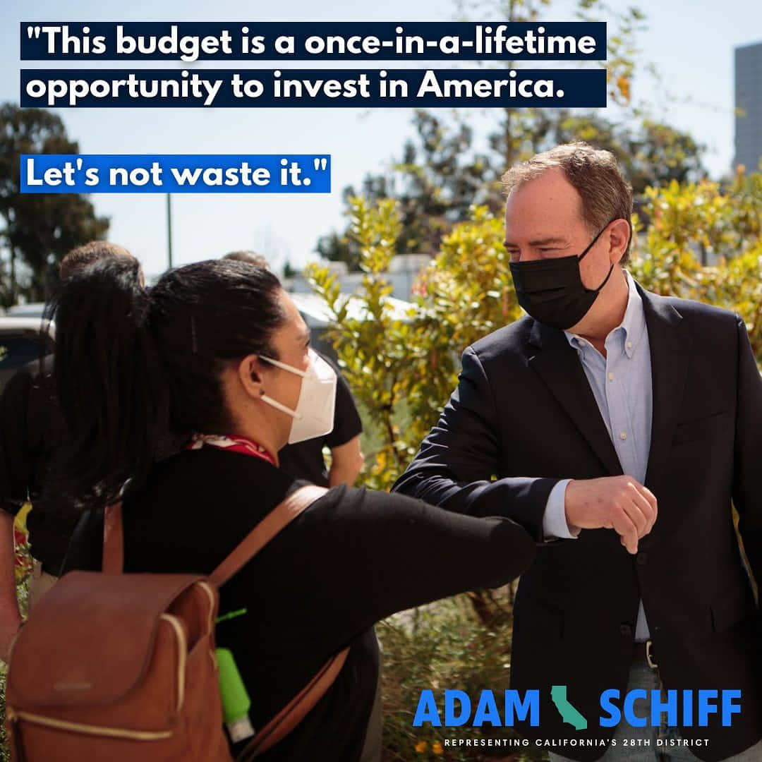 Adam Schiff, suit, mask, SD Desktop Wallpaper