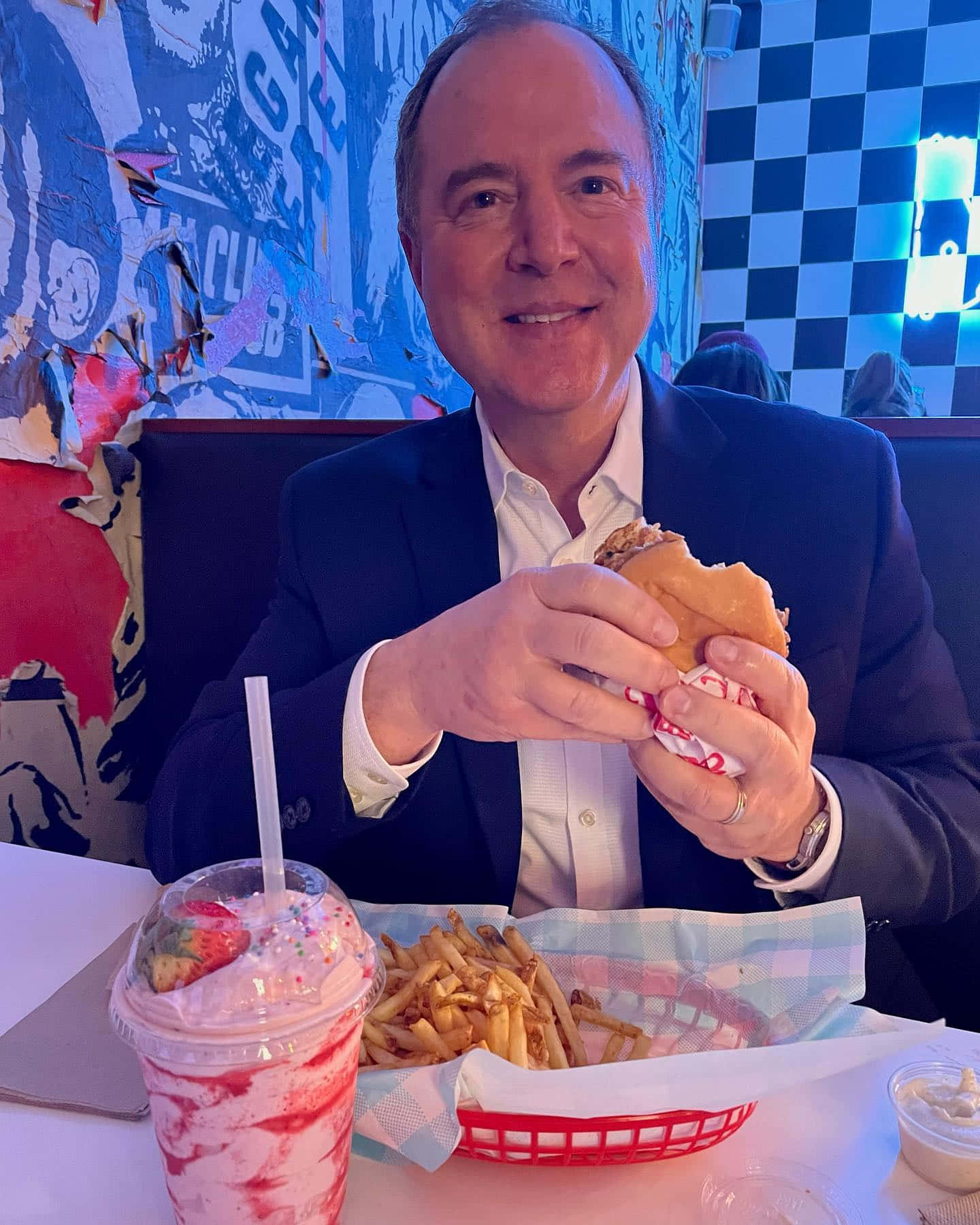 Adam Schiff, suit, burger, HD Phone Wallpaper