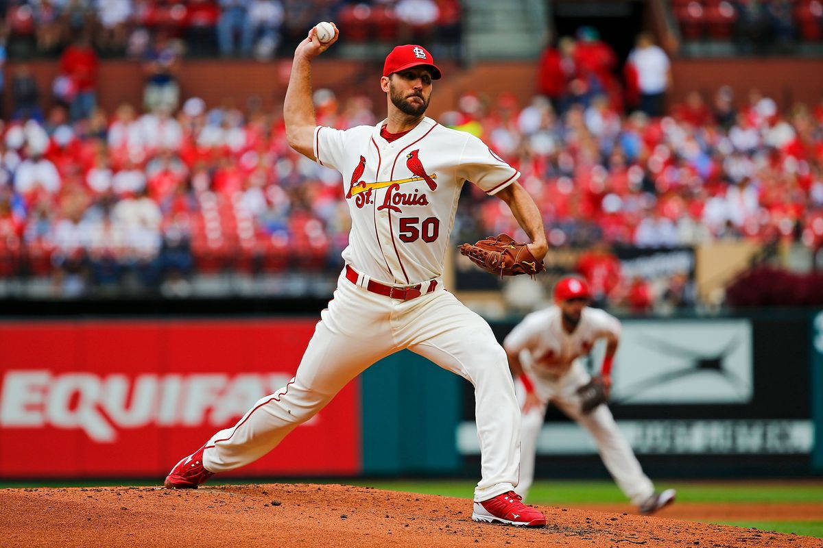 Adam Wainwright, white Cardinals uniform, number 50, SD Desktop Wallpaper