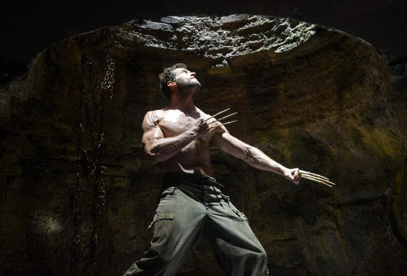Adamantium, muscular man with claws, rocky cave, HD Desktop Wallpaper