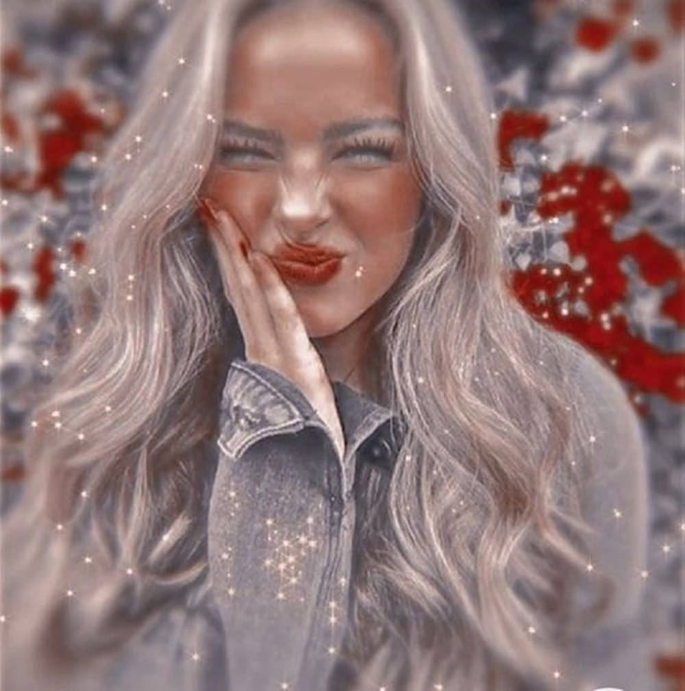 Addison Rae, silver hair, red lips, SD Phone Wallpaper