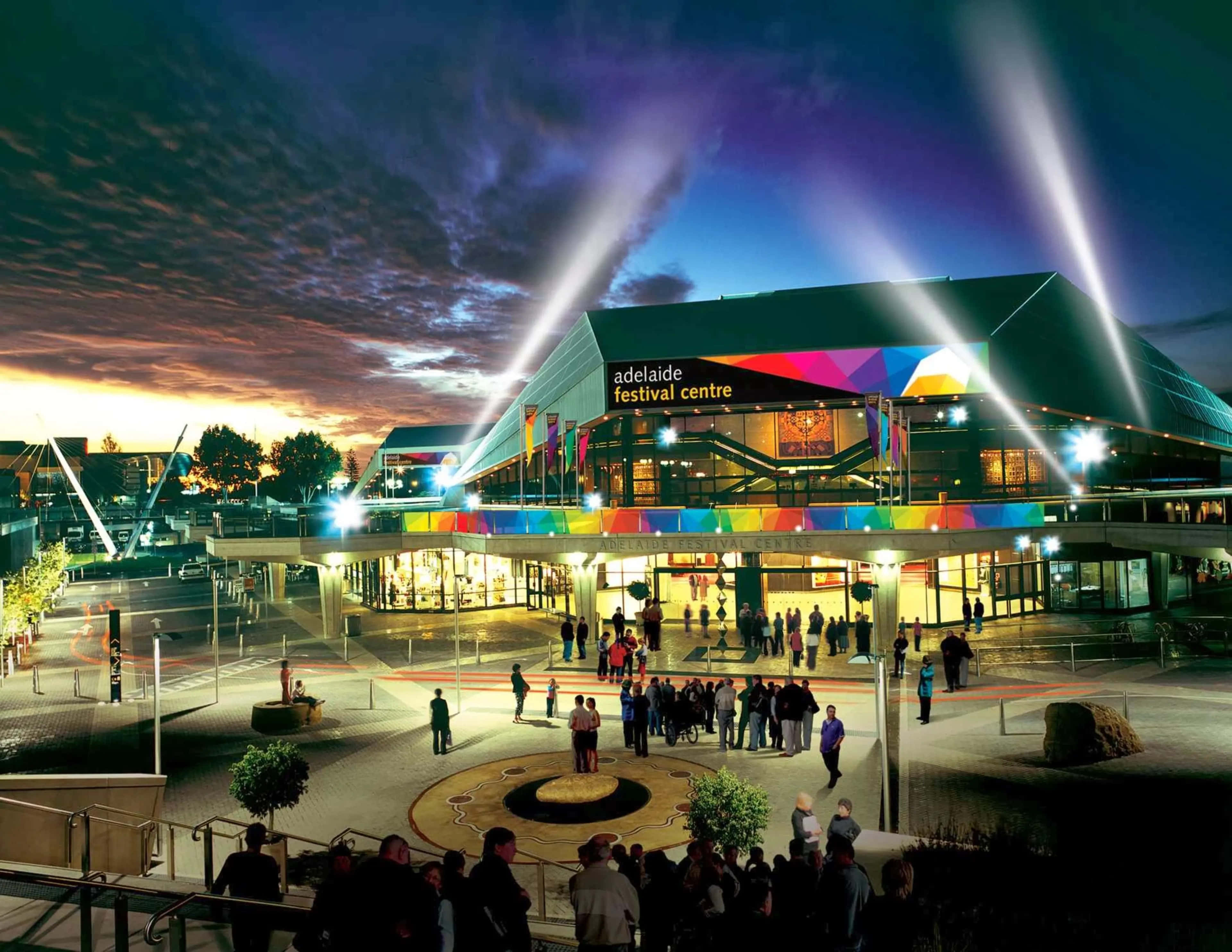 Adelaide Festival Centre, evening lights, twilight view, 4K Desktop Wallpaper