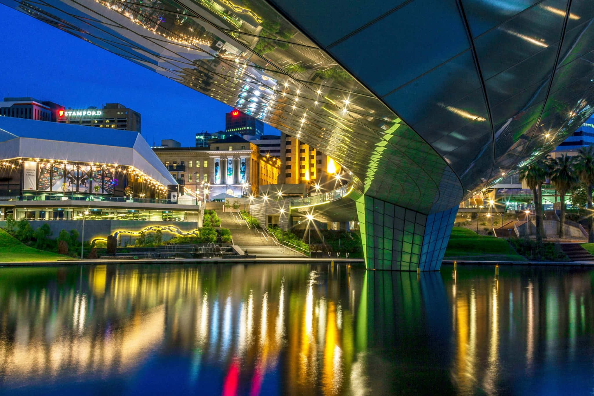 Adelaide Festival Centre, night, twilight, Full HD Desktop Wallpaper