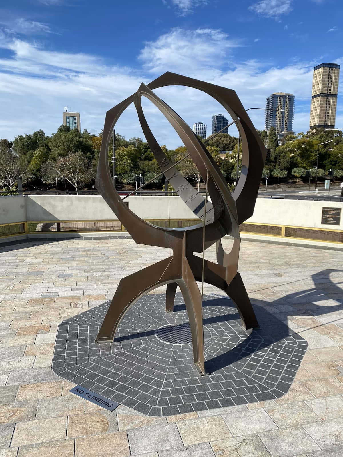 Adelaide Festival Centre, bronze geometric sculpture, tiled plaza, HD Phone Wallpaper