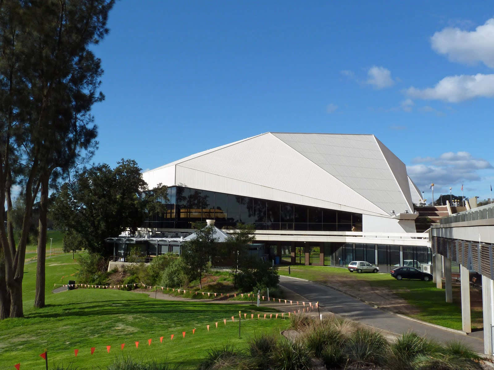 Adelaide Festival Centre, white building, glass walls, HD Desktop Wallpaper