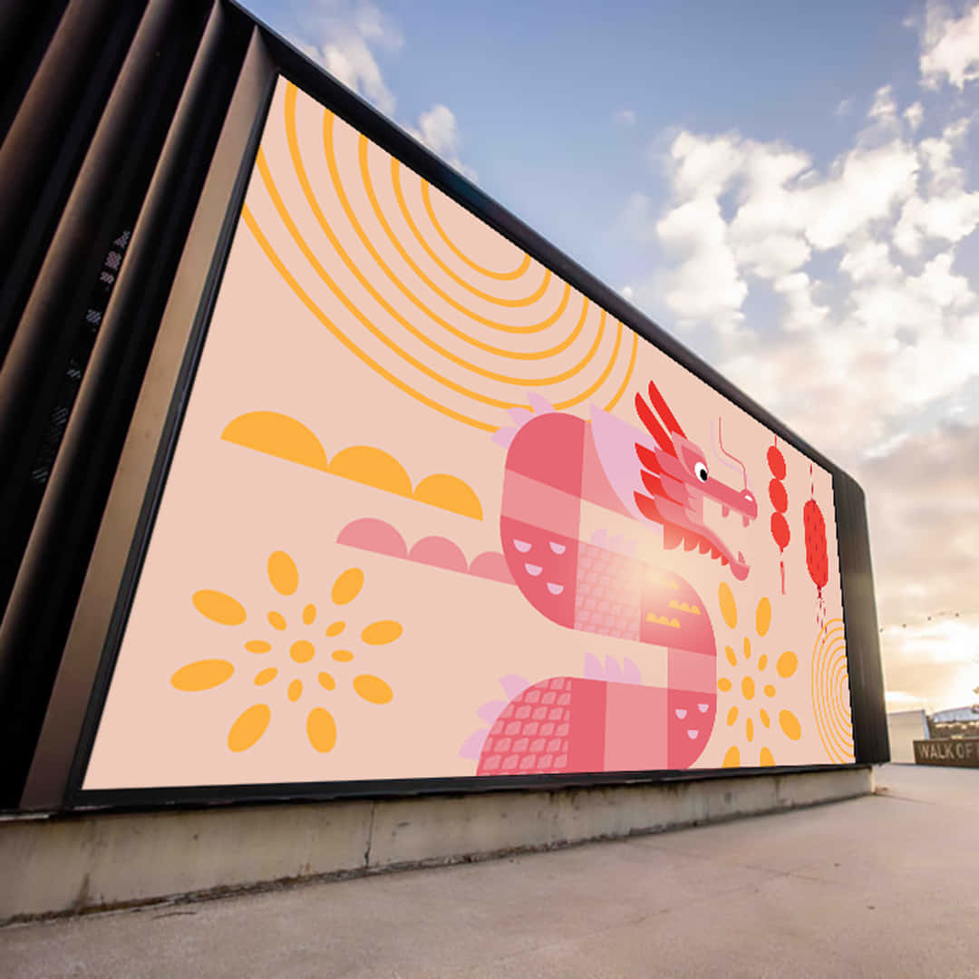 Adelaide Festival Centre, pink dragon, yellow sun motifs, SD Desktop Wallpaper