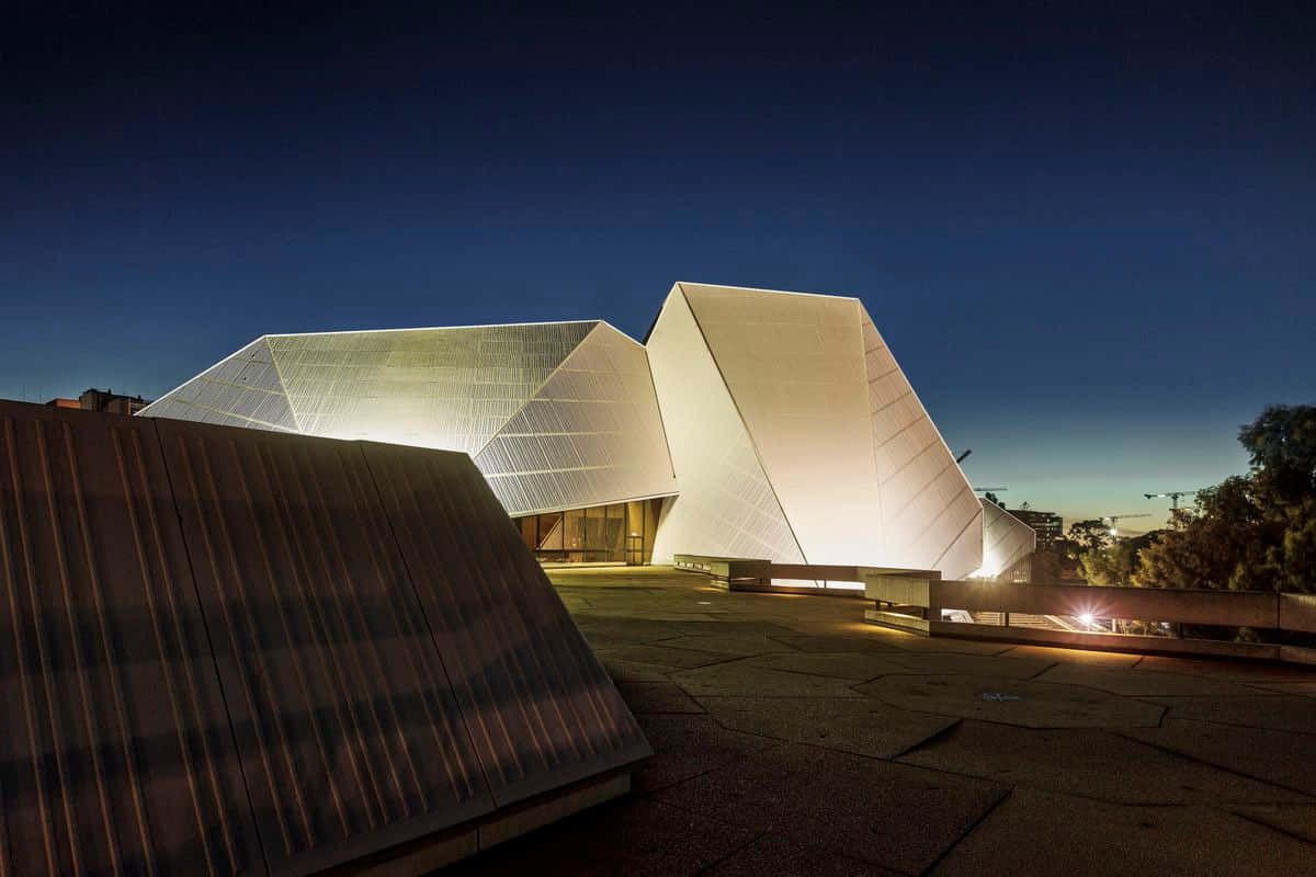 Adelaide Festival Centre, night, geometric building, SD Desktop Wallpaper