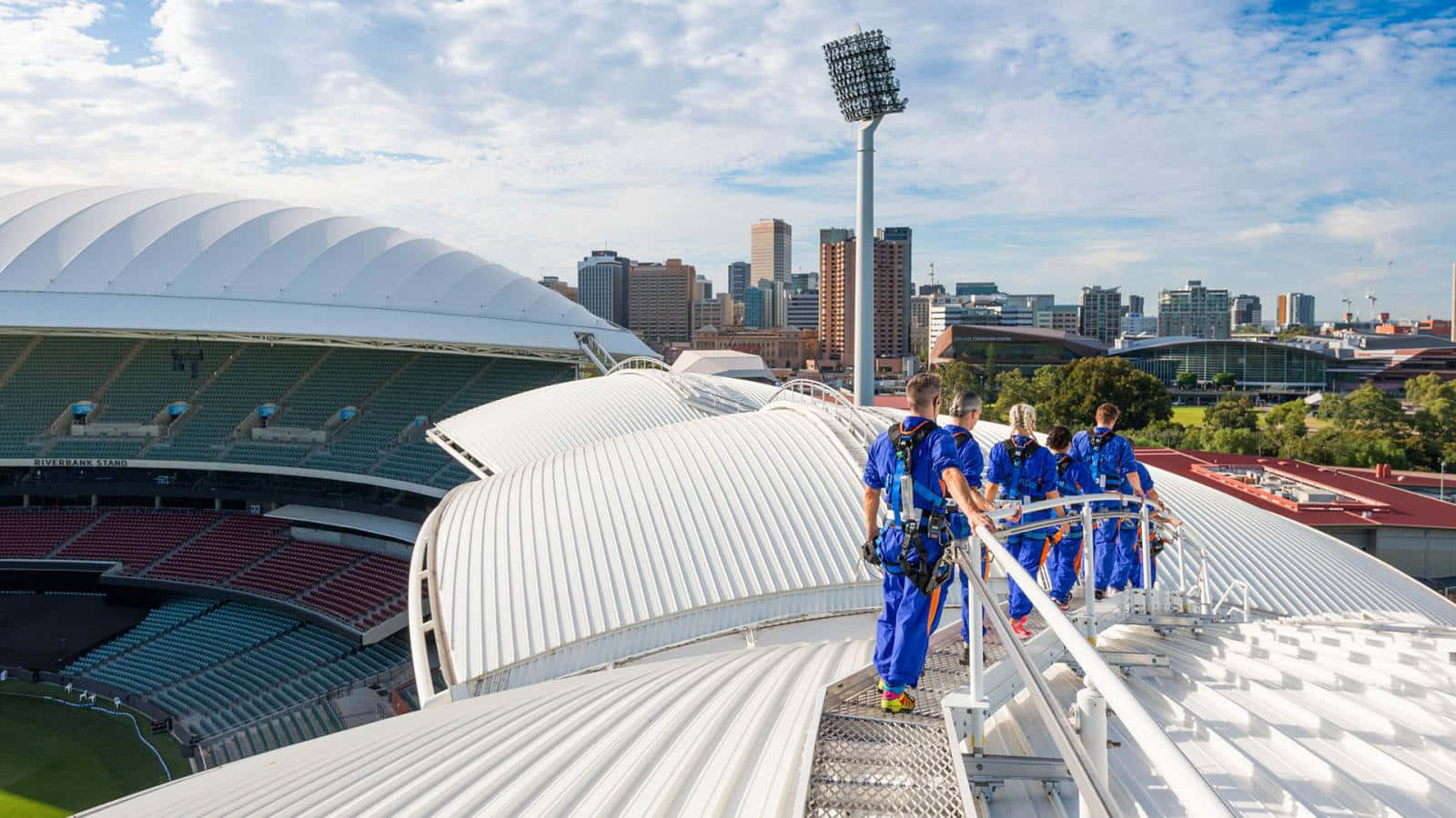 Adelaide Oval, white corrugated roof, blue uniforms, HD Desktop Wallpaper