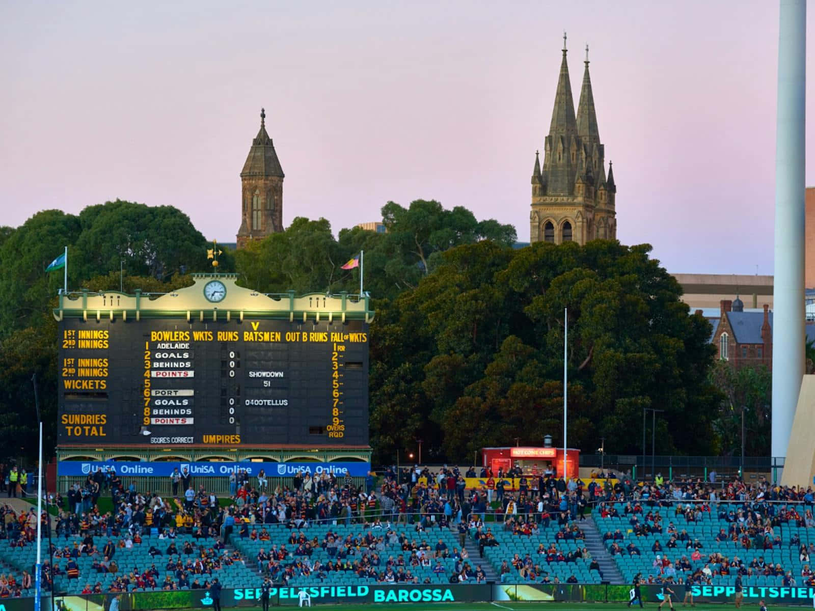 Adelaide Oval, scoreboard, dusk, HD Desktop Wallpaper