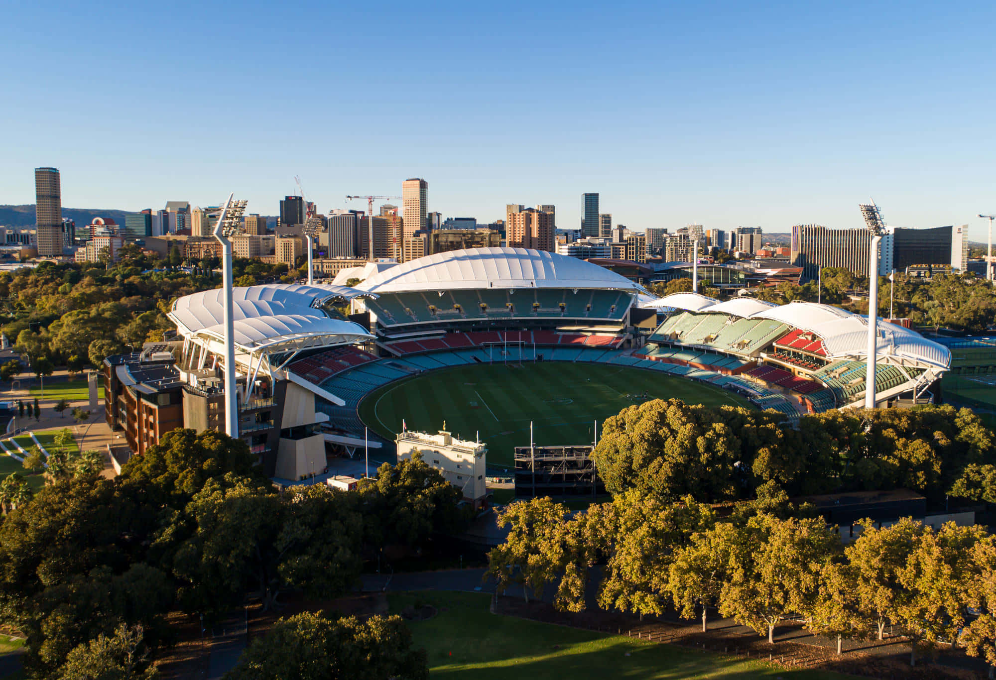 Adelaide Oval, aerial view, sunset, Full HD Desktop Wallpaper