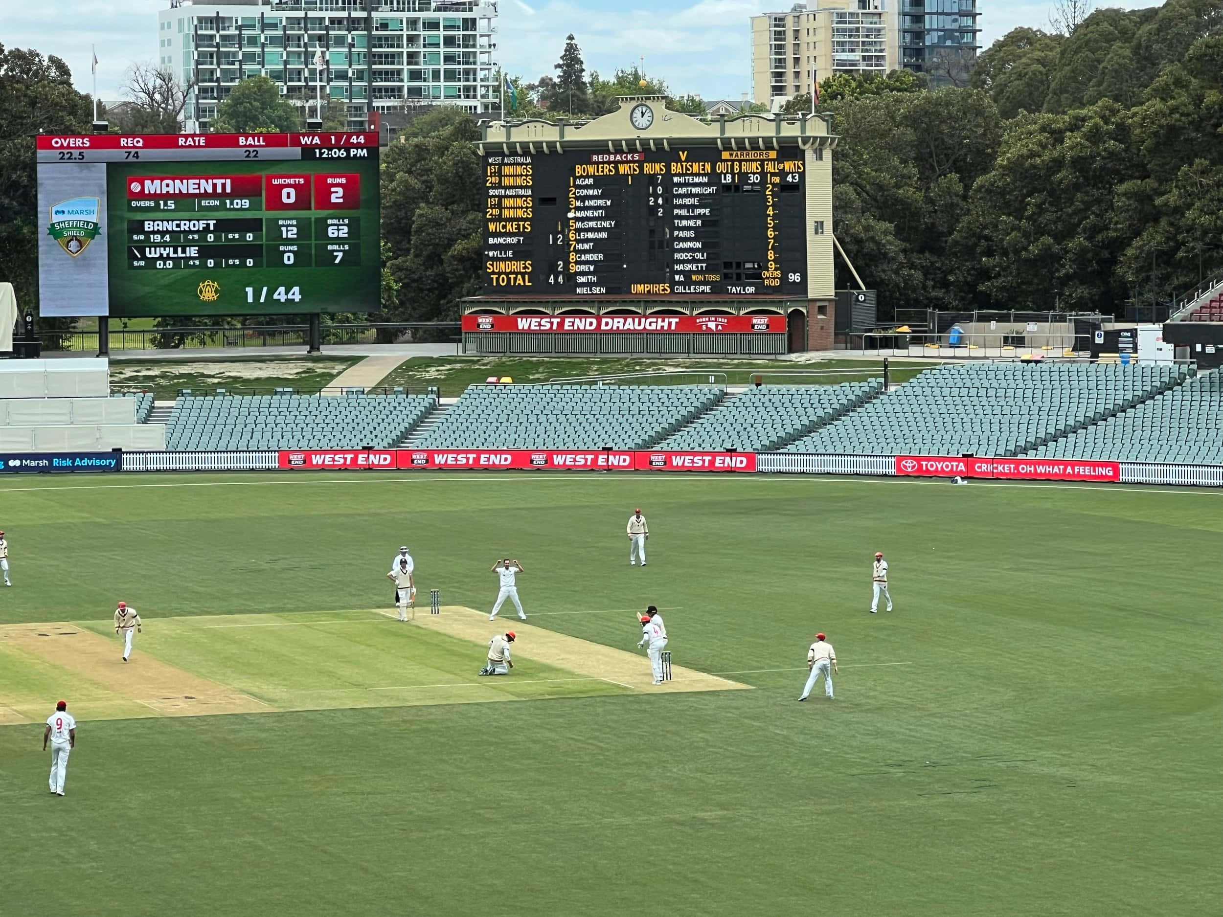 Adelaide Oval, cricket match, white uniforms, Full HD Desktop Wallpaper