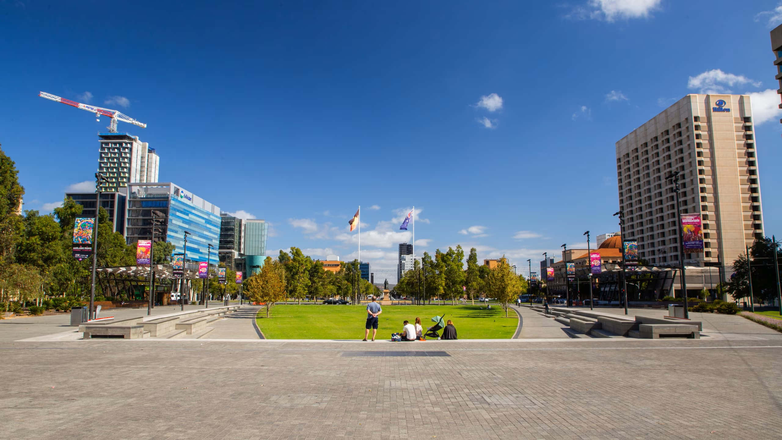 Adelaide Victoria Square, sunny day, urban plaza, 2K Desktop Wallpaper
