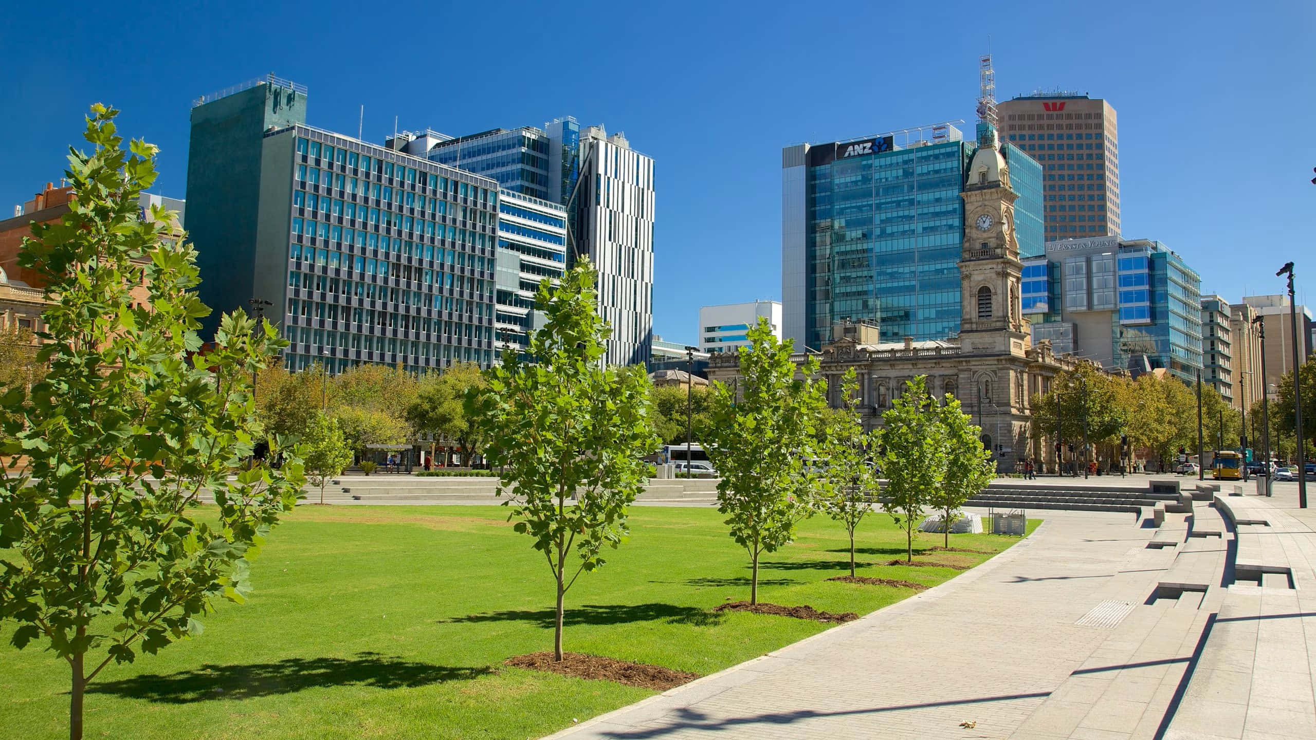 Adelaide Victoria Square, urban landscape, modern city park, 2K Desktop Wallpaper
