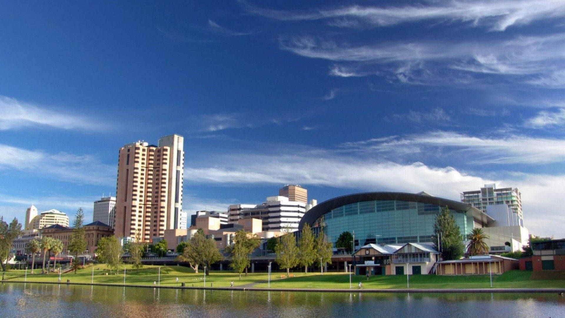 Adelaide, vibrant city center, glass-domed building, Full HD Desktop Wallpaper
