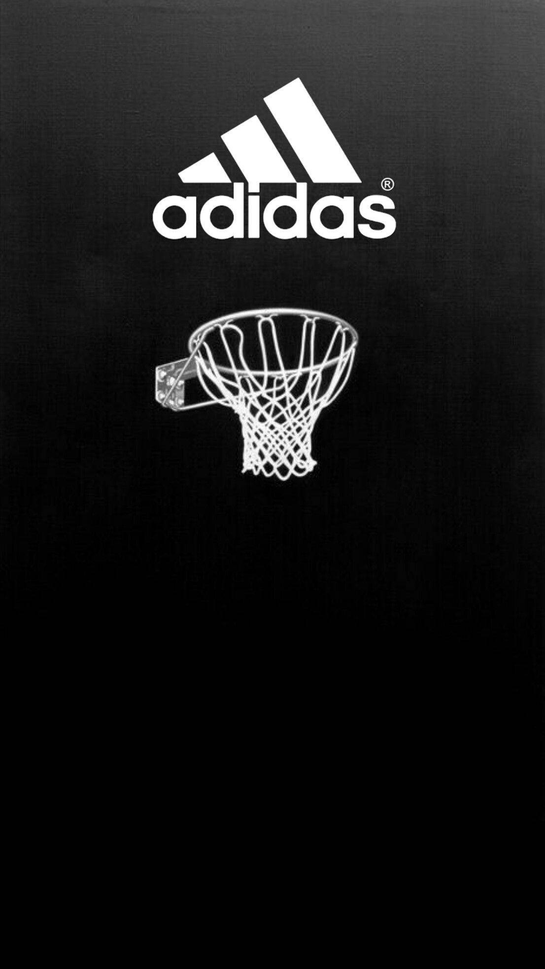 adidas, basketball hoop icon, white adidas logo, Full HD Phone Wallpaper