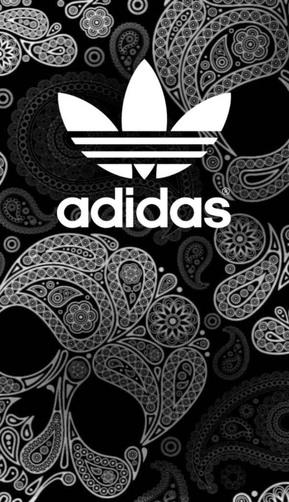 doodle style skull, adidas, black background, SD Phone Wallpaper