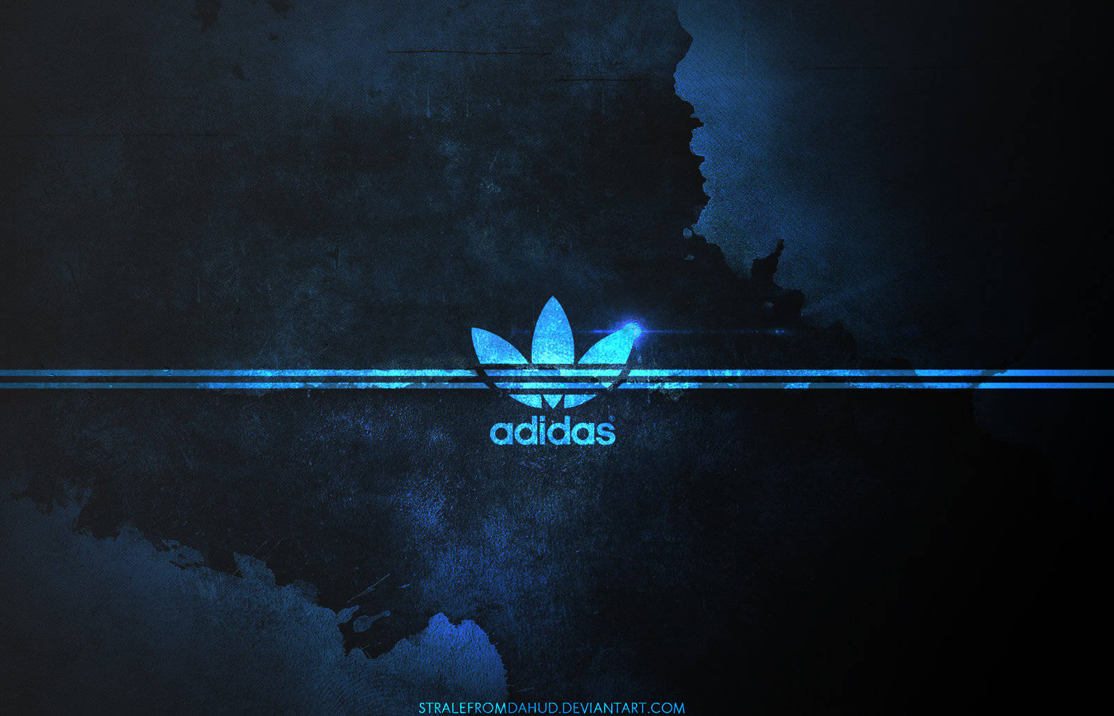 Adidas, blue aesthetic, glowing blue Adidas logo, HD Desktop Wallpaper