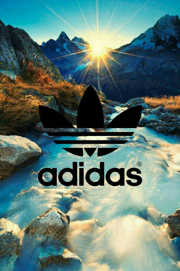 Adidas, brand logo, mountain stream, SD Phone Wallpaper