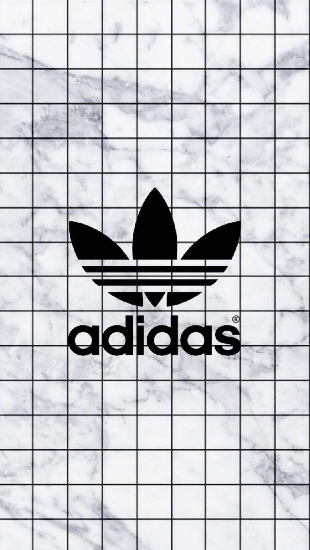 Adidas, white marble, black Adidas logo, Full HD Phone Wallpaper