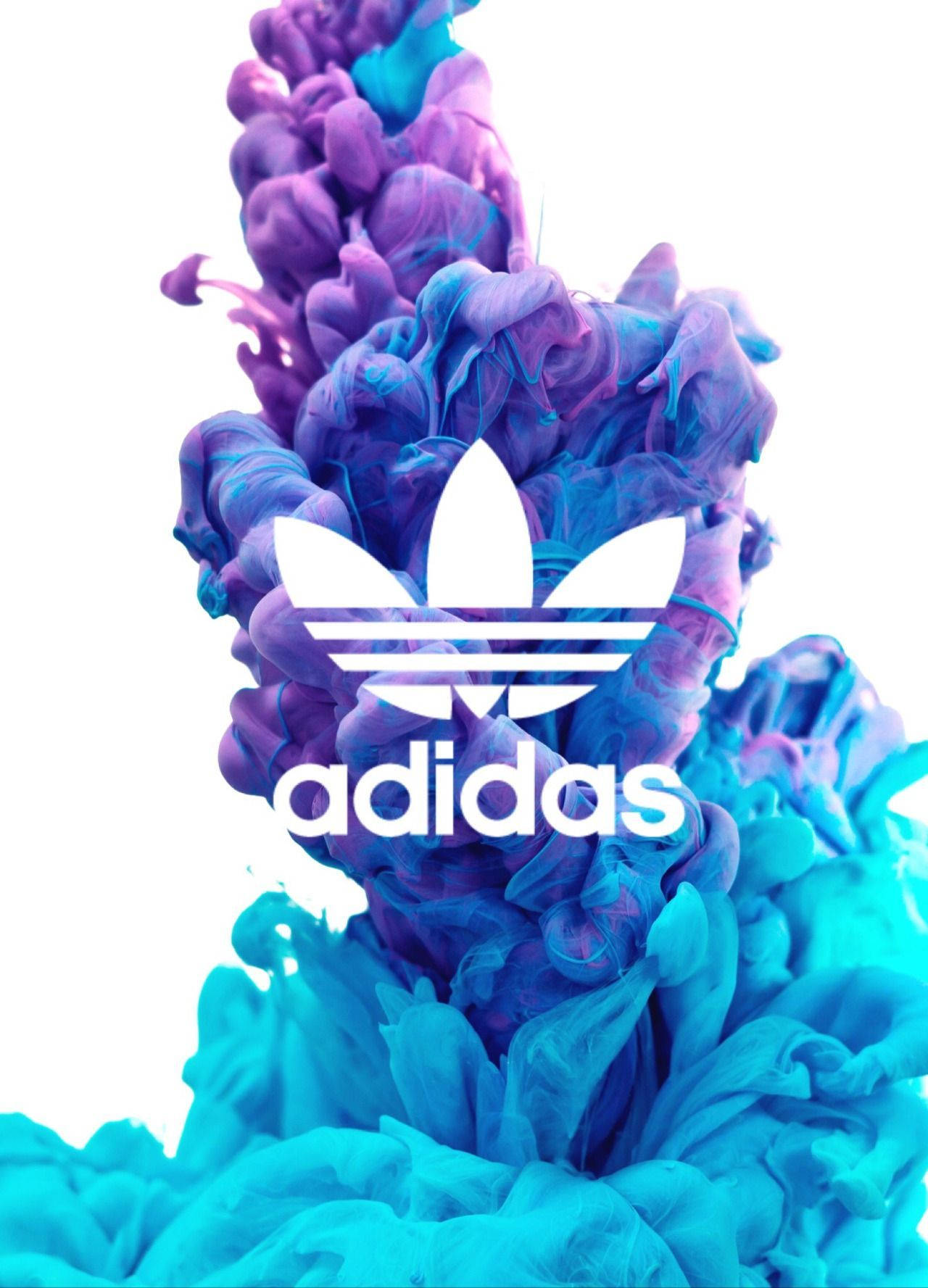 adidas logo, vibrant purple, cyan ink, HD Phone Wallpaper