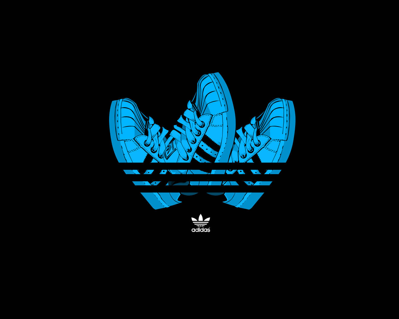 blue sneakers, adidas logo, black background, HD Desktop Wallpaper